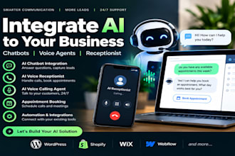 integrate any ai to your website , chat bot , voice call  receptionist agent