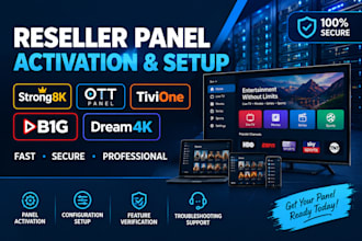 activate and configure strong8k, ott panel, tivione, b1g, dream4k reseller