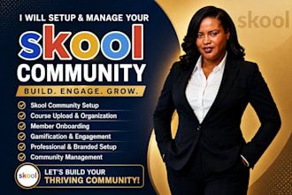 setup skool online community, create skool course, skool community manage skool
