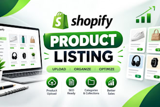 do shopify product listing, product upload and SEO