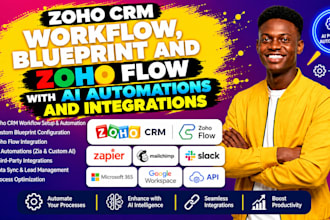 zoho CRM workflow, blueprint and zoho flow with ai automations and integrations