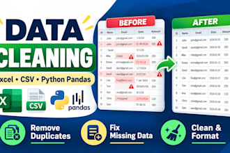 clean and organize messy excel or CSV data