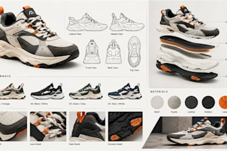 build shoe tech pack, sneaker design, footwear technical drawing for manufacture