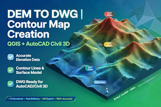 convert  dem to dwg and create contour in qgis and civil  3d