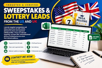 give premium sweeps leads, mega million leads, gambler leads, usa leads,uk leads