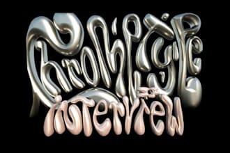 design 3d logo chrome type molten liquid with animation
