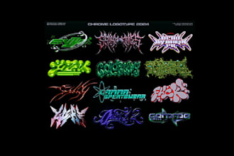 design 3d logo chrome type molten liquid with animation