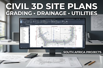 prepare civil 3d grading, drainage and utility drawings
