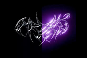 design 3d logo chrome type molten liquid with animation