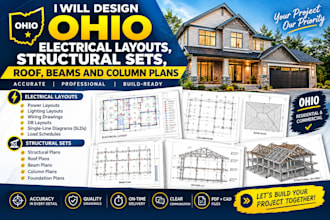 design ohio electrical layouts, structural sets, roof, beams and column plans