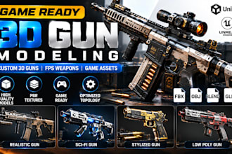 create a game ready 3d gun model for your game