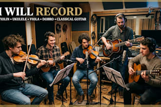 record violin, ukulele, viola, dobro, classical guitar for your song