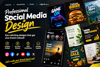 design professional social media posts, banners and ads