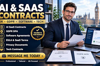 draft UK ai saas contracts, tech, gdpr dpa and software legal documents