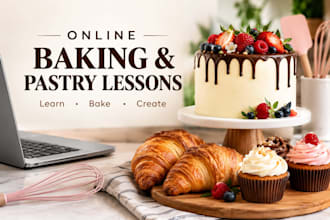 teach you how to bake delicious cakes, pastries and desserts online