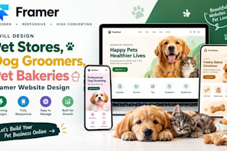 design pet stores dog groomers pet bakeries framer website design