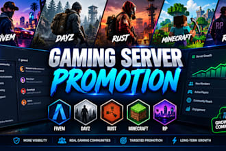 discord server promotion, fivem server, dayz, rust, rp, minecraft promotion