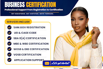 help with samgov, uei, cage code, mbe, wosb, wbe, dbe and vosb certification
