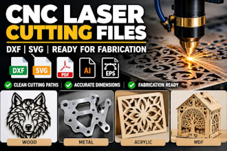 create cnc laser cutting dxf svg files ready for fabrication metal, wood acrylic