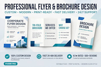 design a professional pamphlet, flyer and  brochure design