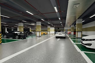 create 3d car showroom design, car dealership interior, automotive space render