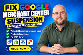 sync shopify store with merchant center, run google ads, fix profile suspension