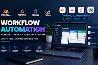 setup monday com, asana, clickup and notion automation and integrations