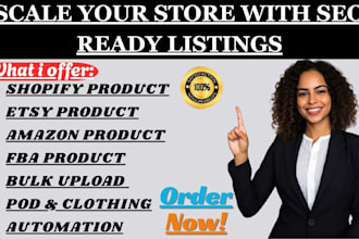 shopify etsy amazon fba clothing pod automation SEO bulk product upload listing
