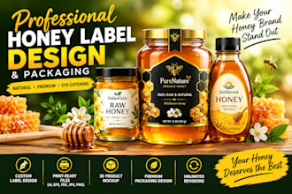 create custom honey jar label and packaging design