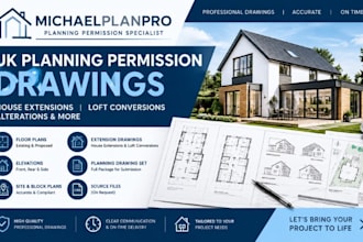 do  UK planning permission drawings for house extension and loft conversion