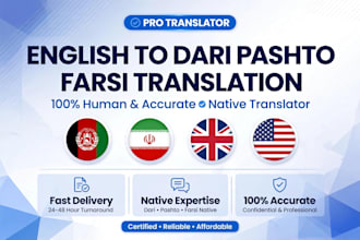 translate english to dari pashto and design photo accurately