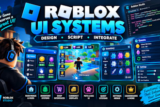 develop roblox UI system, gui and luau scripting