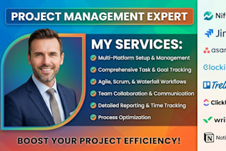 do project management via nifty jira asana clockify trello clickup wrike notion