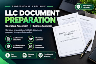 prepare llc documents, operating agreement and business formation docs
