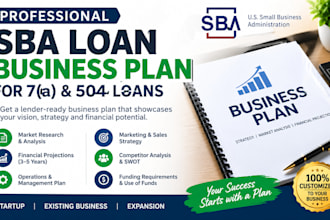 write a professional sba loan business plan for 7a and 504