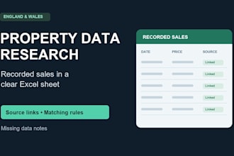 research real estate property data and recorded sales in excel