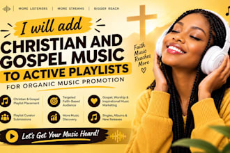 add christian and gospel music to active playlists for organic music promotion