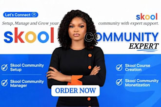 do skool community setup, skool course creation, skool online community manager