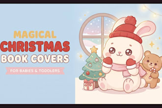 illustrate magical christmas children book covers for baby and toddler