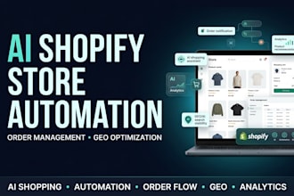 build ai shopify store automation, order management and analysis, GEO optimize