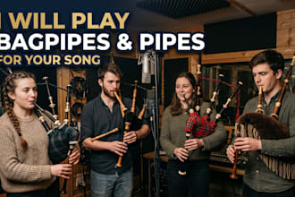 play bagpipes, border pipes, welsh bagpipes, galician gaita for your song
