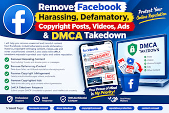 remove, delete negative defamatory posts on fb,instagram,tiktok,google dmca