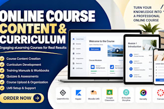 create online course content, curriculum, elearning courses and training manual