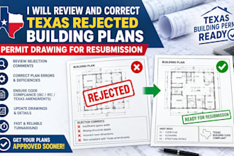 review and correct texas rejected building plans permit drawing for resubmission