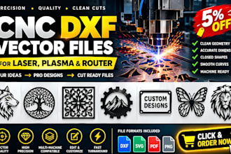 create cnc dxf vector files for laser plasma and router cutting machines