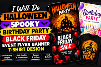 do halloween spooky birthday party black friday event flyer banner tshirt design