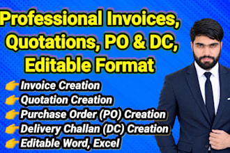 create professional invoices, quotations, purchase order and dc edible format