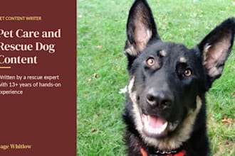 write expert pet care and rescue dog blog posts and articles