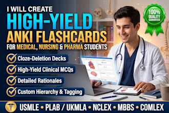 create high yield anki flashcards and medical mcqs