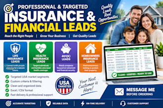 provide life insurance leads, health insurance leads, 401k leads, home owners